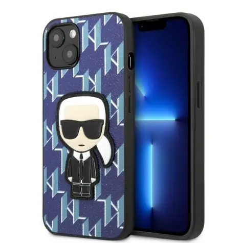 Karl Lagerfeld Monogram Ikonik Patch modrá / Kryt / Apple iPhone 13 mini