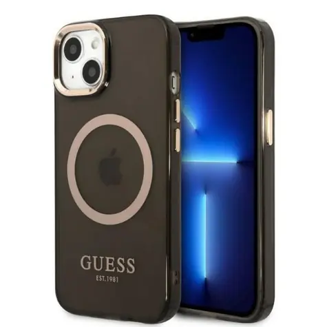 Guess Gold Outline Translucent černá / Zadní kryt / pro Apple iPhone 13 / MagSafe