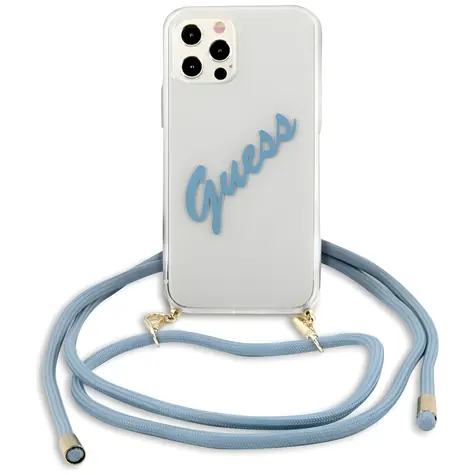 Guess GUHCP12LCRTVSBL iPhone 12 Pro Max modré / Pouzdro / Hardcase / Script Vintage