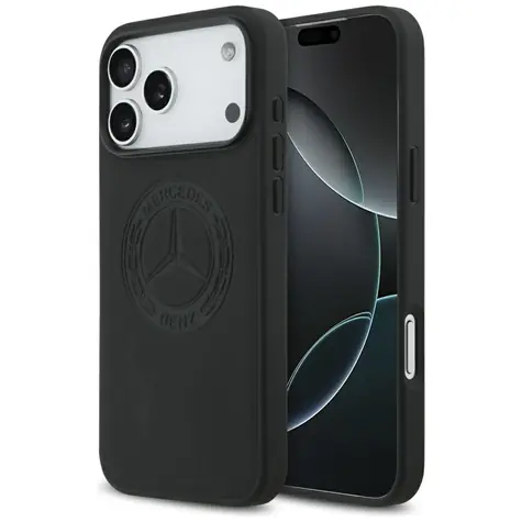 Mercedes Leather Vintage Logo pro iPhone 17 Pro Max černá / Zadní kryt / Kůže / MagSafe