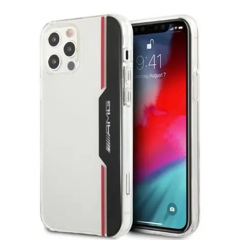 Mercedes AMG Electroplate Vertical transparentní / Kryt pro Apple iPhone 12 & 12 Pro