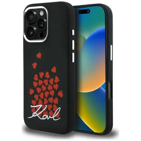 Karl Lagerfeld Silicone Heart Sign Logo MagSafe černá / Zadní kryt / MagSafe / Apple iPhone 16 Pro Max