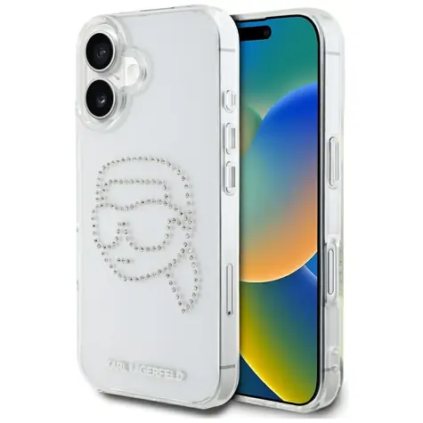 Karl Lagerfeld IML Rhinestones Karl Head čirá / Zadní kryt / Apple iPhone 16