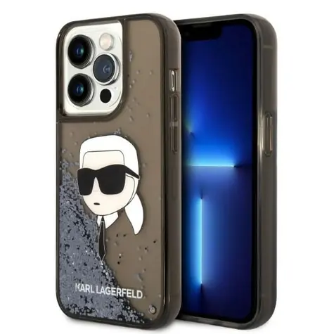 Karl Lagerfeld Glitter Karl Head černá / Zadní kryt / Apple iPhone 14 Pro Max