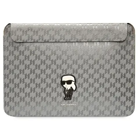 Karl Lagerfeld Saffiano Monogram Ikonik stříbrná / Pouzdro na notebook / 14