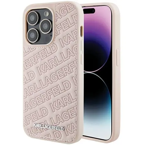 Karl Lagerfeld Quilted K Pattern růžová / Zadní kryt / iPhone 15 Pro Max