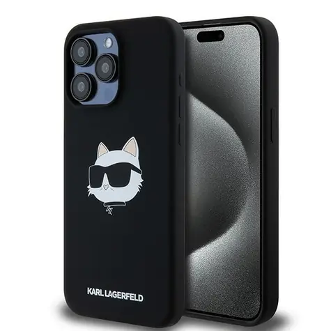 Karl Lagerfeld Silicone Choupette Head černá / Zadní kryt / MagSafe / iPhone 15 Pro