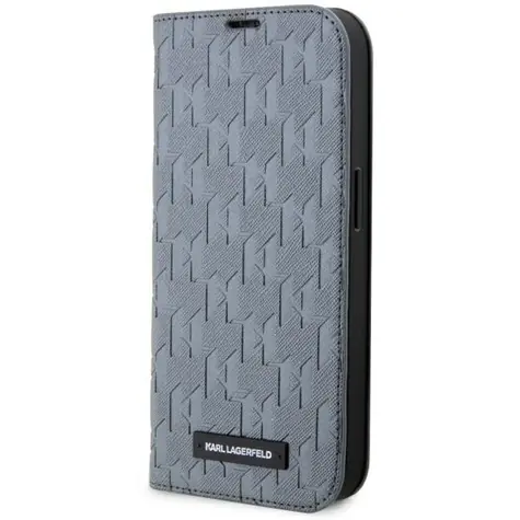 Karl Lagerfeld KLBKP14LSAKLHPG stříbrná / Pouzdro / Apple iPhone 14 Pro / typu kniha / Saffiano Monogram