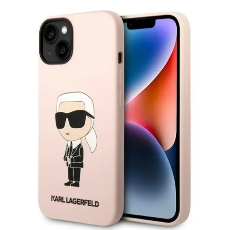 Karl Lagerfeld Liquid Silicone Ikonik růžová / Zadní kryt / Apple iPhone 14 Plus / MagSafe