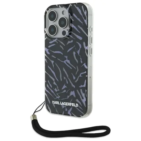 Karl Lagerfeld Zebra With Cord fialová / Kryt / Se šňůrkou / Zebří vzor / Apple iPhone 16 Pro Max