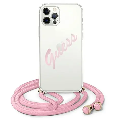 GUESS Script Vintage zadní kryt pro Apple iPhone 12/12 Pro růžová / Kryt / Hardcase