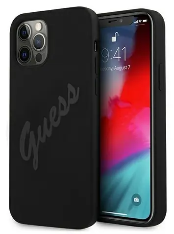 Guess Script Vintage Zadní kryt černá / Zadní kryt / Apple iPhone 12 Pro Max / Plastový