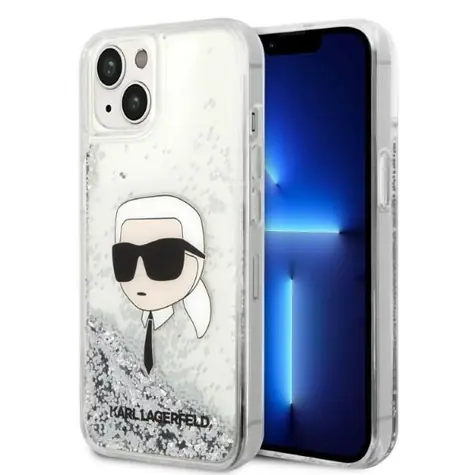 Karl Lagerfeld Glitter Karl Head iPhone 14 Plus stříbrná / Zadní kryt / Apple iPhone 14 Plus