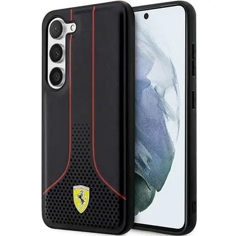 Ferrari FEHCS23MPCSK S23+ černá / Pouzdro / Tvrzené / Perforovaný vzor / Samsung Galaxy S23+