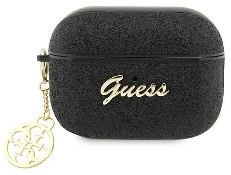 GUESS Glitter Flake 4G Charm černá / Pouzdro pro Apple AirPods Pro 2