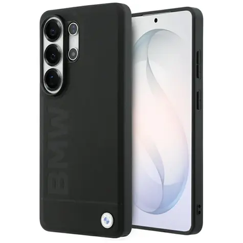 BMW Leather Hot Stamp pro Samsung Galaxy S26 Ultra černá / Zadní kryt / Kožený / Ražené logo / Magnetický (MagSafe)