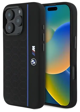 BMW Hexagon Blue Line MagSafe kryt pro iPhone 16 Pro Max černá / Pouzdro / Silikon / MagSafe