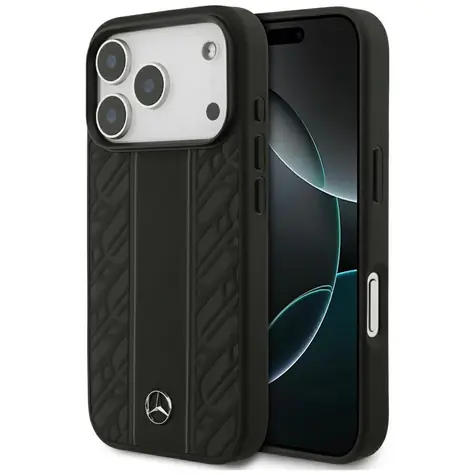 Mercedes Leather Laurel Leaves Stripes iPhone 17 Pro černá / Kryt / MagSafe