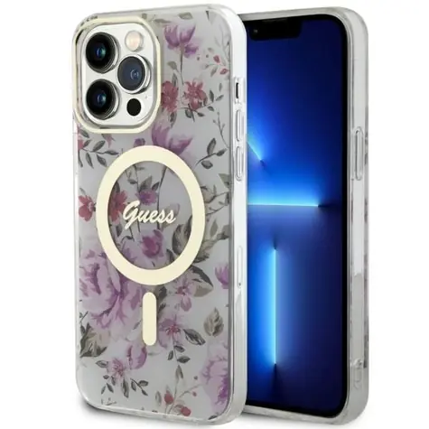 Guess GUHMP14LHCFWST transparentní / Zadní kryt / pro Apple iPhone 14 Pro / Flower / MagSafe / 4G