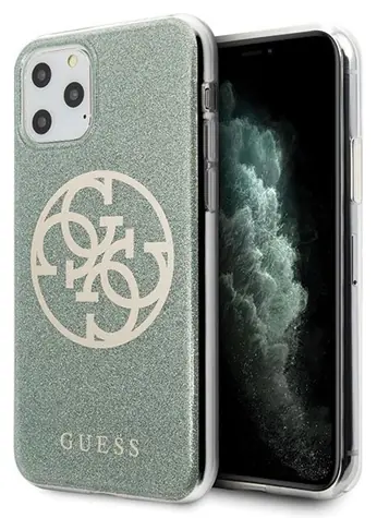 Guess 4G Glitter Circle khaki / Zadní kryt / Apple iPhone 11 Pro Max / plastový