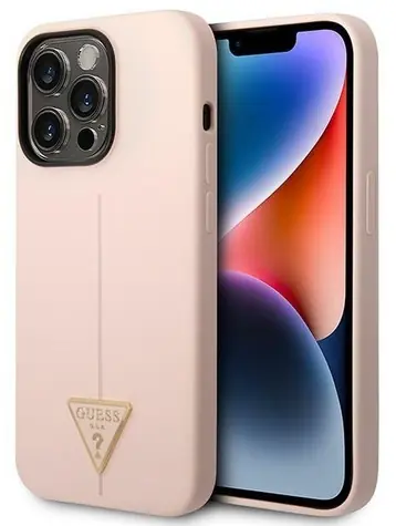 GUESS Silicone Triangle růžová / Zadní kryt / pro Apple iPhone 14 Pro Max