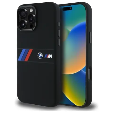 BMW Silicone Middle Stripe MagSafe černá / Zadní kryt / iPhone 16 Pro Max / silikonový