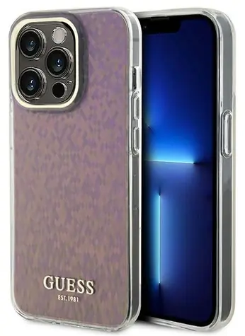 Guess GUHCP15LHDECMP růžová / Pouzdro / iPhone 15 Pro / Faceted Mirror Disco Iridescent