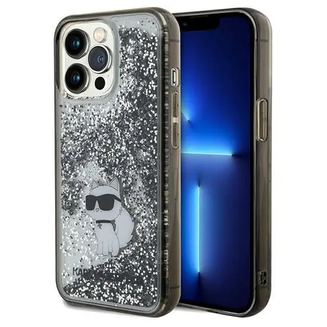 Karl Lagerfeld Liquid Glitter Choupette transparentní / Kryt pro Apple iPhone 13 Pro Max / třpytivý design