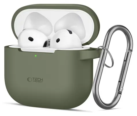 Tech-Protect Silicone Hook Case AirPods 4 zelená / Pouzdro pro sluchátka / silikonové / s poutkem
