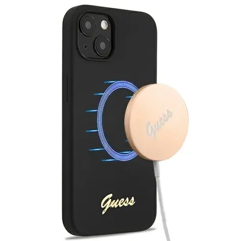 Guess Silicone Script Gold Logo MagSafe iPhone 13 černá / Zadní kryt / MagSafe