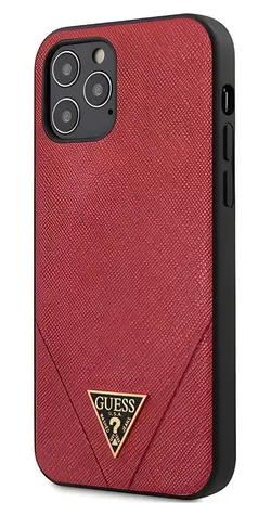 GUESS Saffiano hardcase červená / Zadní kryt / pro Apple iPhone 12 Pro Max