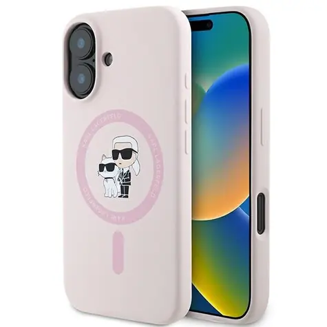 Karl Lagerfeld Zadní kryt Karl&Choupette Heads Ring MagSafe růžová / Zadní kryt / Apple iPhone 16 Plus / silikon