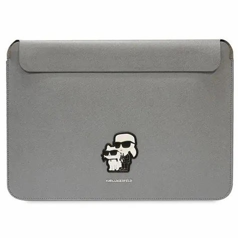 Karl Lagerfeld Saffiano Karl & Choupette stříbrná / Obal na notebook / 14