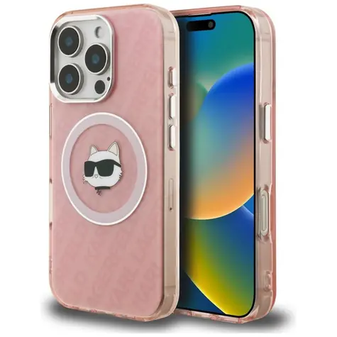 Karl Lagerfeld IML Choupette Head Logo růžová / Pouzdro / MagSafe / Apple iPhone 16 Pro Max