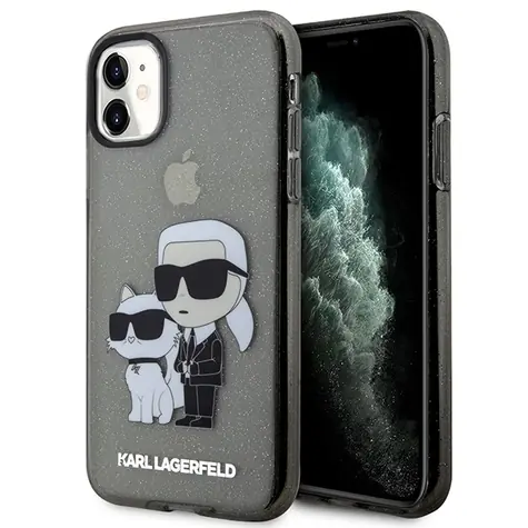 Karl Lagerfeld Glitter Karl and Choupette černá / Zadní kryt / Apple iPhone 11, XR
