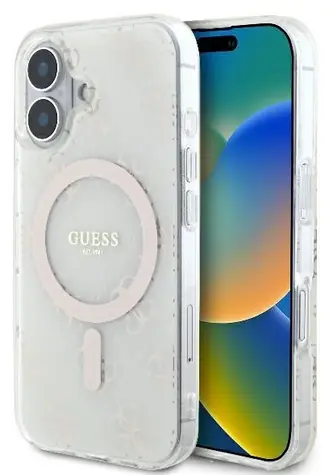 Guess IML 4G Background bílá / Zadní kryt pro iPhone 16 Plus / MagSafe