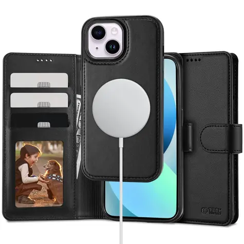 Tech-Protect Wallet MagSafe černá / Pouzdro s peněženkou pro iPhone 13 / MagSafe