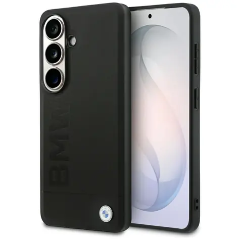 BMW Leather Hot Stamp pro Samsung Galaxy S26 černá / Zadní kryt / Kožený / Ražené logo / Magnetický (MagSafe)
