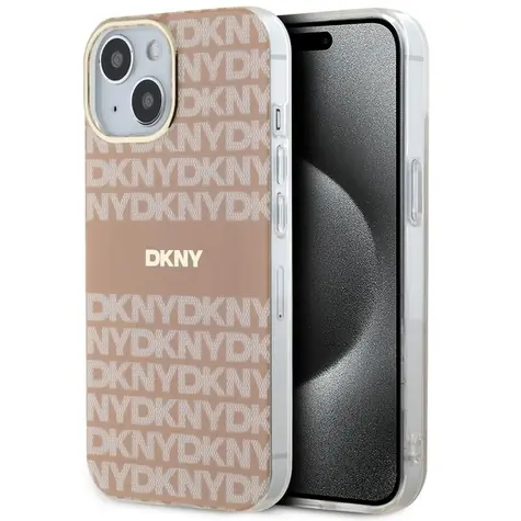 DKNY IML Mono & Stripe růžová / Zadní kryt / MagSafe / pro iPhone 15 Plus a iPhone 14 Plus