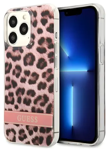 Guess Leopard růžová / Ochranné pouzdro / Apple iPhone 13 Pro / hardcase