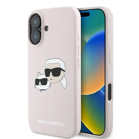 Karl Lagerfeld Silicone Double Heads Print MagSafe růžová / Zadní kryt / Apple iPhone 16 Plus