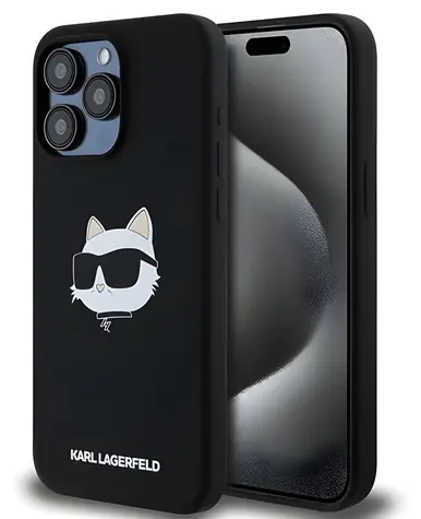 Karl Lagerfeld Silicone Choupette Head černá / Zadní kryt / Apple iPhone 15 Pro Max / MagSafe
