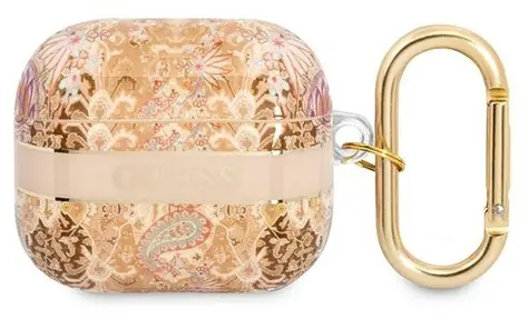 Guess GUA3HHFLD zlatá / Pouzdro pro Apple AirPods 3 / Paisley Strap Collection