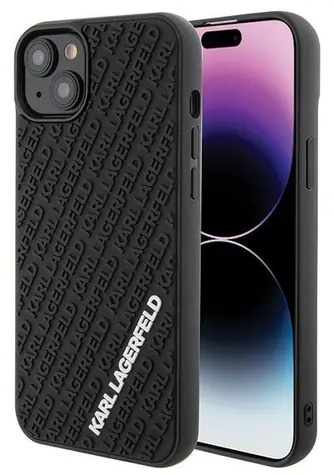 Karl Lagerfeld 3D Rubber Multi Logo černá / Zadní kryt pro iPhone 15 Plus