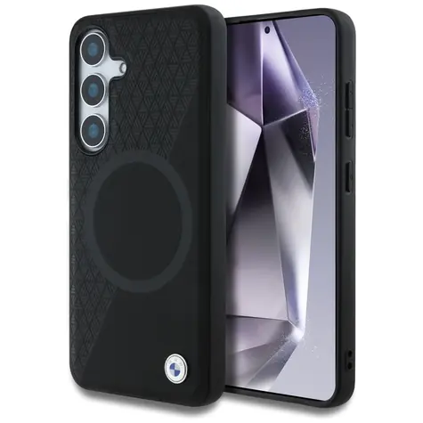 BMW Leather Half Textured pro Samsung Galaxy S25 černá / Zadní kryt / Koženkový (PU) / Magnetický (MagSafe)