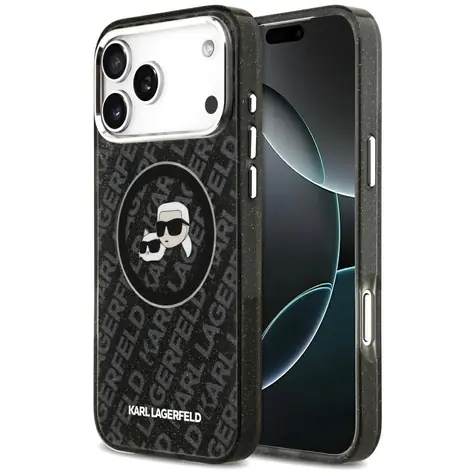 Karl Lagerfeld IML Glitter Karl & Choupette Heads Logo MagSafe černá / Zadní kryt / pro iPhone 17 Pro Max