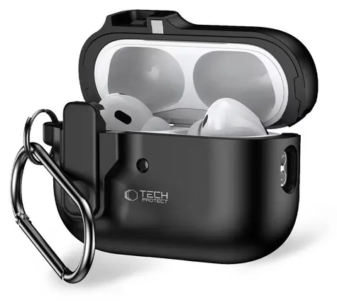 Tech-Protect Slim Hook Case Apple AirPods Pro 1/2 černá / Pouzdro / S karabinou