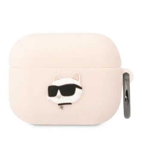Karl Lagerfeld Choupette Head 3D růžová / Pouzdro / Apple AirPods Pro / silikonové