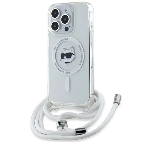 Karl Lagerfeld IML Choupette Head & Cord transparentní / Kryt pro Apple iPhone 14 Pro / MagSafe