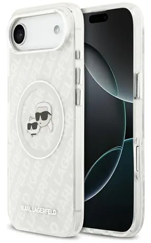 Karl Lagerfeld IML Glitter K&CH Heads Logo šedá / Zadní kryt pro iPhone Air / MagSafe